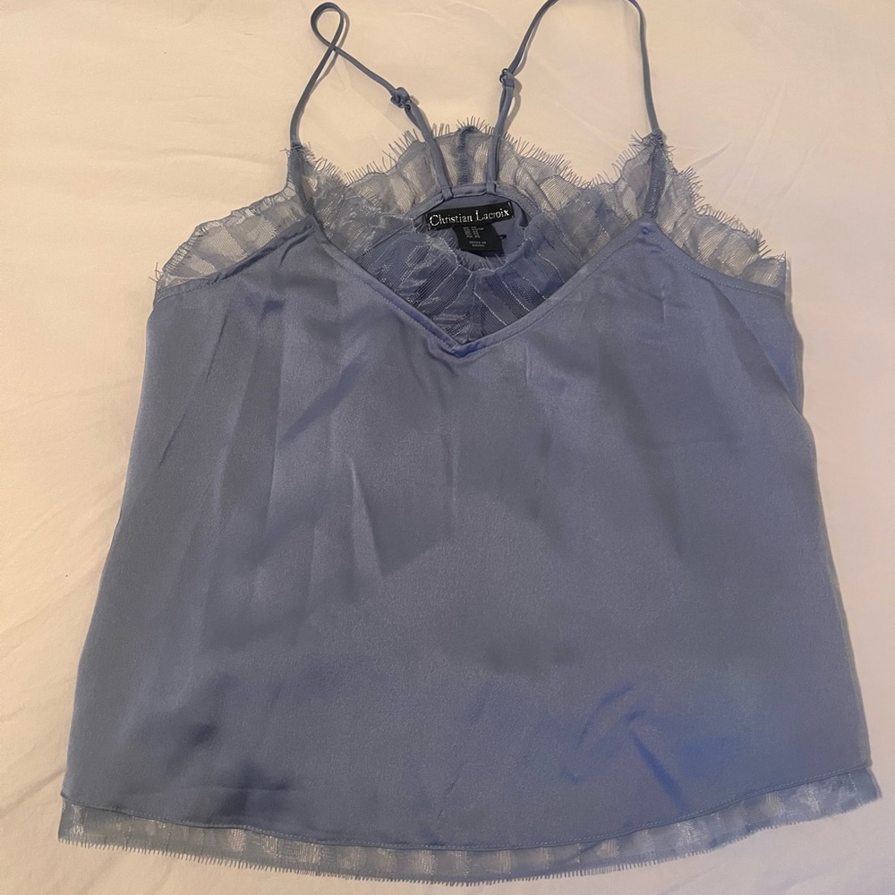 Christian Lacroix Blue Ruffled Fitted Camisole